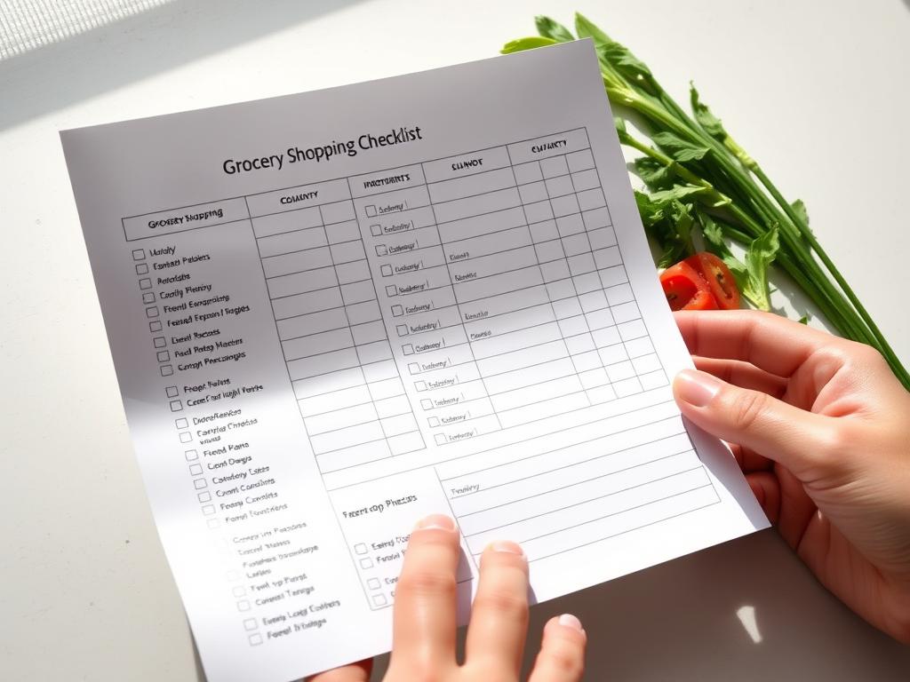 Checklist de compras impresso para preparar refeições diárias de forma organizada