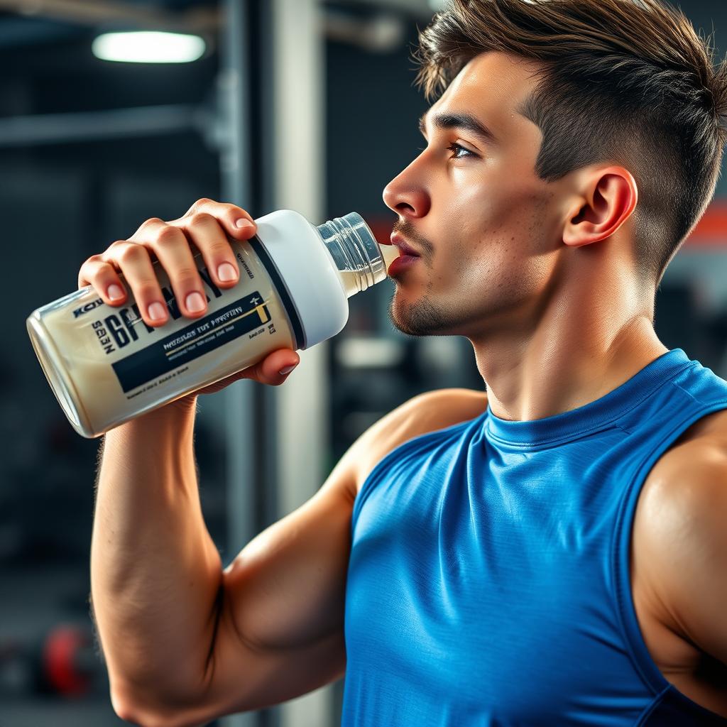 Atleta tomando whey protein hidrolisado imediatamente após treino intenso entre os melhores whey proteins de 2025