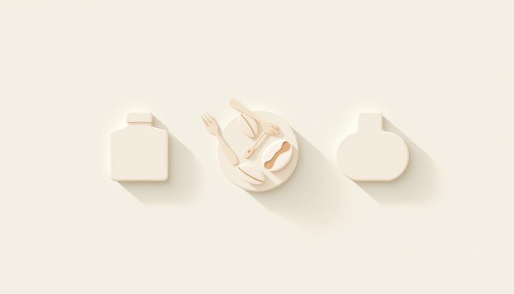 Detailed illustration of the three essential macronutrients - protein, carbohydrates, and fats. Depicted as sleek, minimalist icons arranged in a balanced, symmetrical composition. Soft, natural lighting casts subtle shadows, emphasizing the three-dimensional forms. The background is a clean, neutral gradient, allowing the macronutrient symbols to take center stage. The overall aesthetic is modern, informative, and visually appealing, perfectly suited to illustrate the concept of flexible dieting and macronutrient balance.