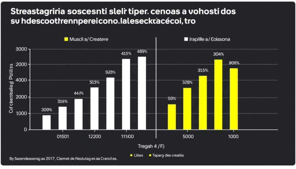 Gráfico mostrando o aumento de força e massa muscular com o uso de creatina em estudos científicos