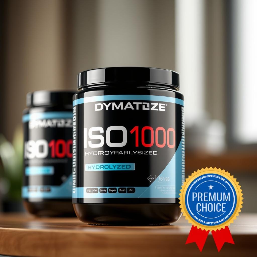 Pote de Dymatize ISO100 Hydrolyzed destacado como melhor premium entre os melhores whey proteins de 2025