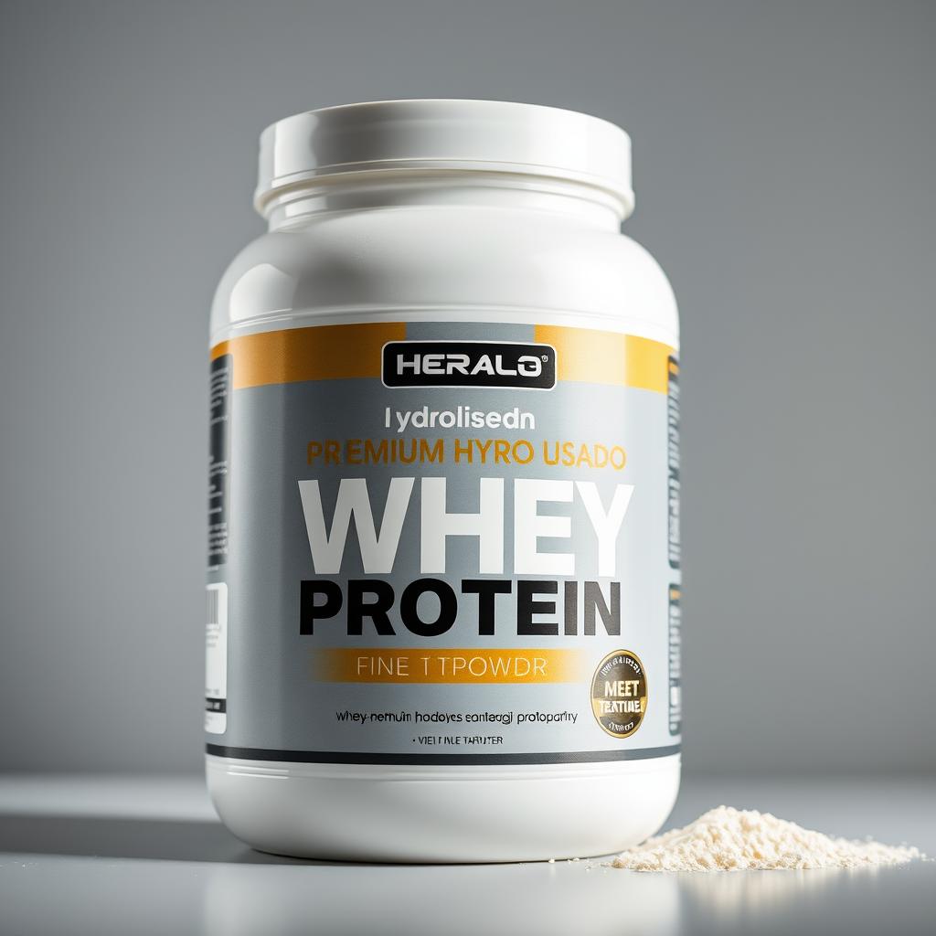 Pote de whey protein hidrolisado premium com textura fina visível entre os melhores whey proteins de 2025