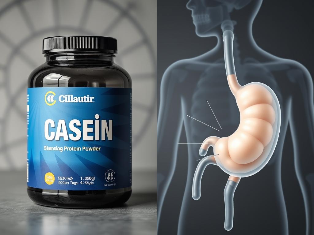 Suplemento de caseína em pó e em forma de gel no estômago